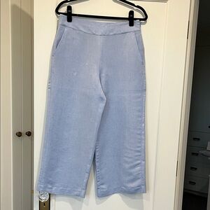 LOFT Light Blue Cropped Wide-Leg Pants